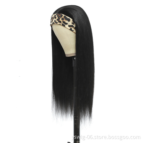 Machine Made Headband Human Hair Wigs Silky Straight 200% Density Brazilian Virgin Hair Wigs for Black Women